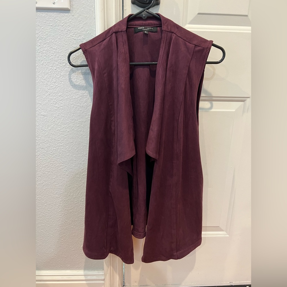 Romeo + Juliet Couture Sleeveless Faux Suede Longline Vest Gilet Jacket - L
